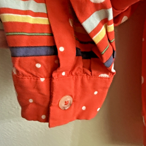 Anthropologie Maeve Elan Scarf Shirt Size 16 Button Tie Front Top Orange dots - Picture 4 of 6